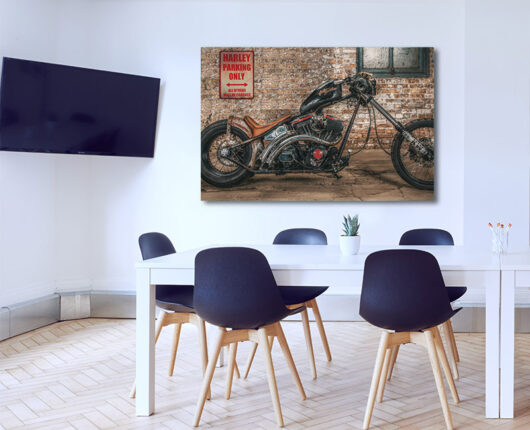 Fotoleinwand - harley davidson Parkplatz