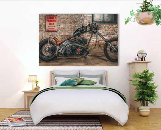 Fotoleinwand - harley davidson Parkplatz